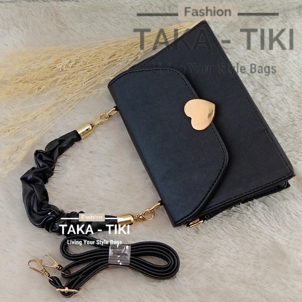(COD)Tas Selempang Sling Bags Wanita LOVE Tali Kriting Terbaru HITAM