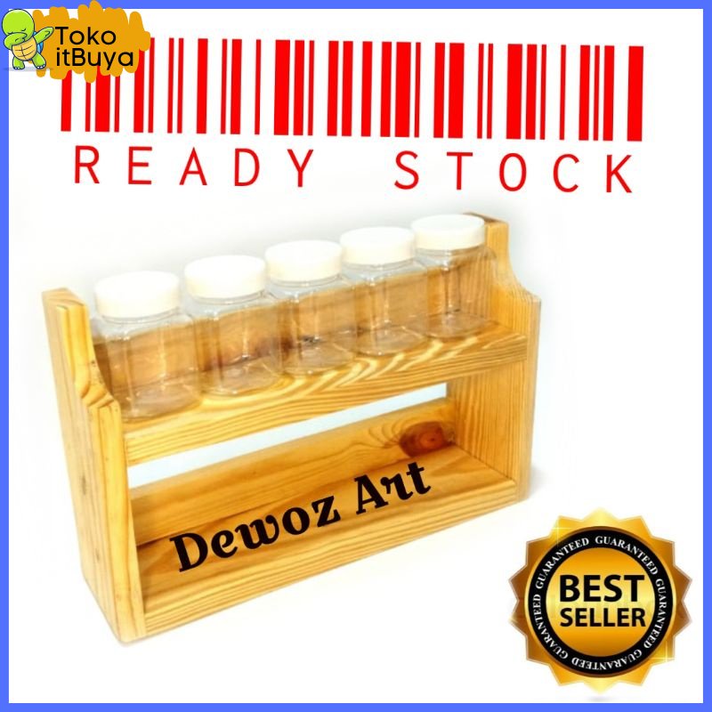 Rak Bumbu Kayu Susun 2 Tingkat Serbaguna Aesthetic