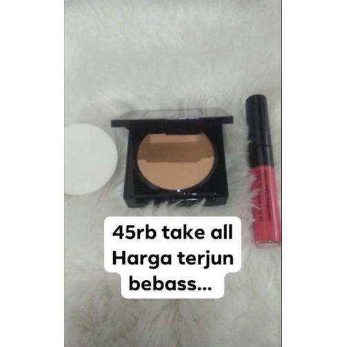 Paketan bedak padat maybelline+lipcream maybelline