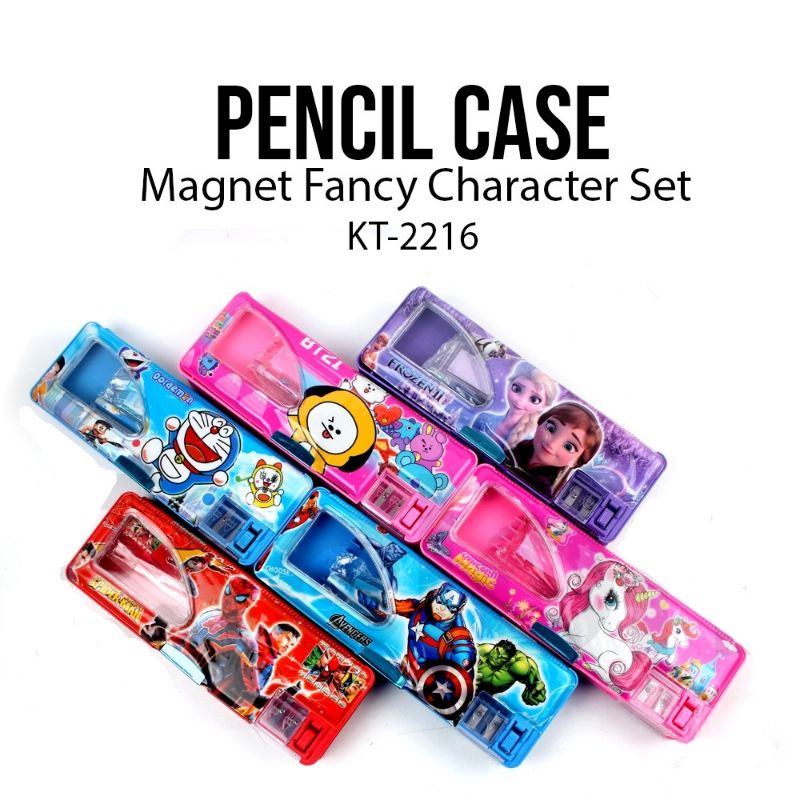 

tempat/kotak/tepak pensil magnet + rautan & pensil set/stationery set KT2216