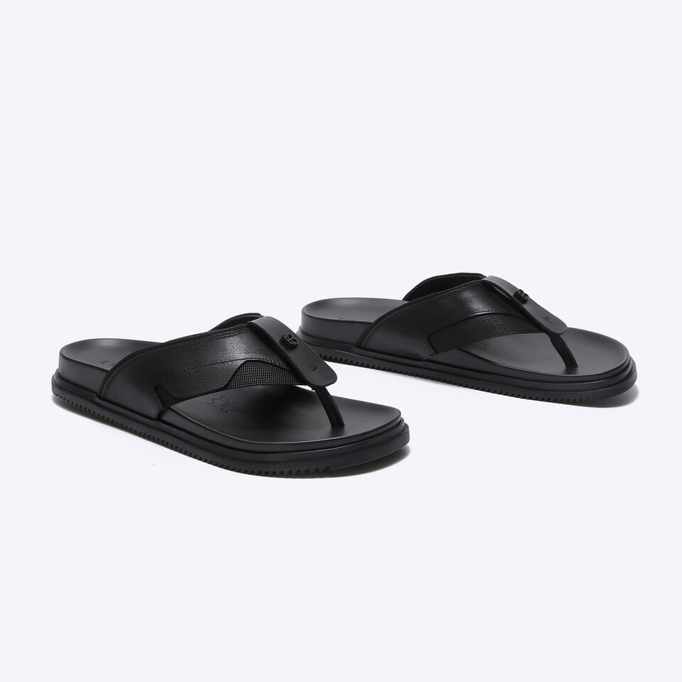 EM06 SANDAL JEPIT EVERBEST PRIA ORIGINAL CASUAL KULIT BRANDED HITAM