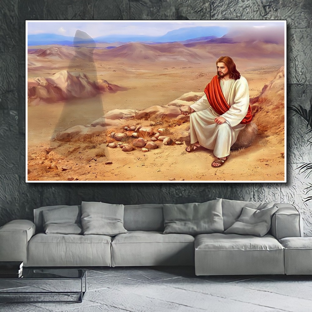 Hiasan Dinding Poster Gambar Tuhan Yesus  Xtra Jumbo Besar Best seller Ukuran 100x70cm 150x100cm 200