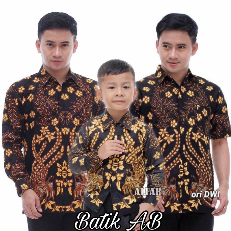 BATIK COUPLE SWEET/COUPLE BATIK AYAH DAN ANAK COWOK/BATIK MOTIF EMPRIT KUNING