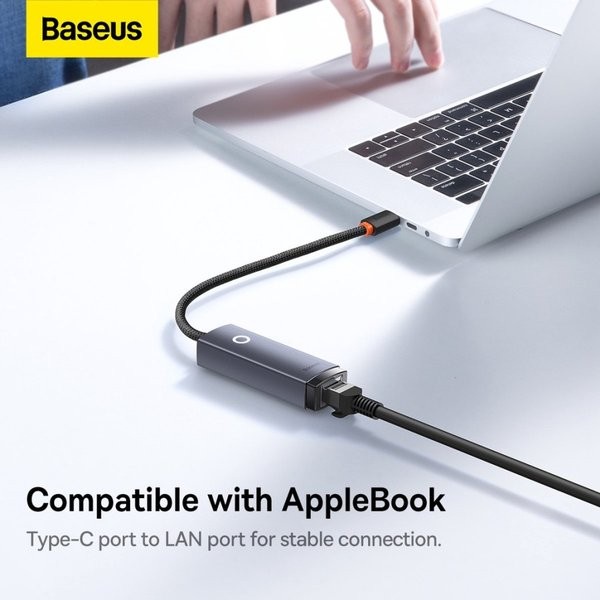 Baseus Original Lite Series Ethernet TYPE C to RJ45 LAN Port 100Mbps HUB Adapter Adaptor USB-A Ori RJ 45 Kabel Cable Tipe C