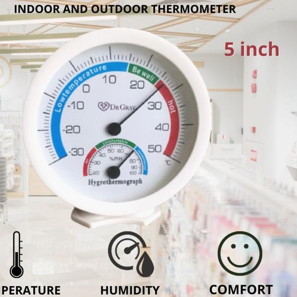 termometer ruangan /hygrometer analog 5 inch