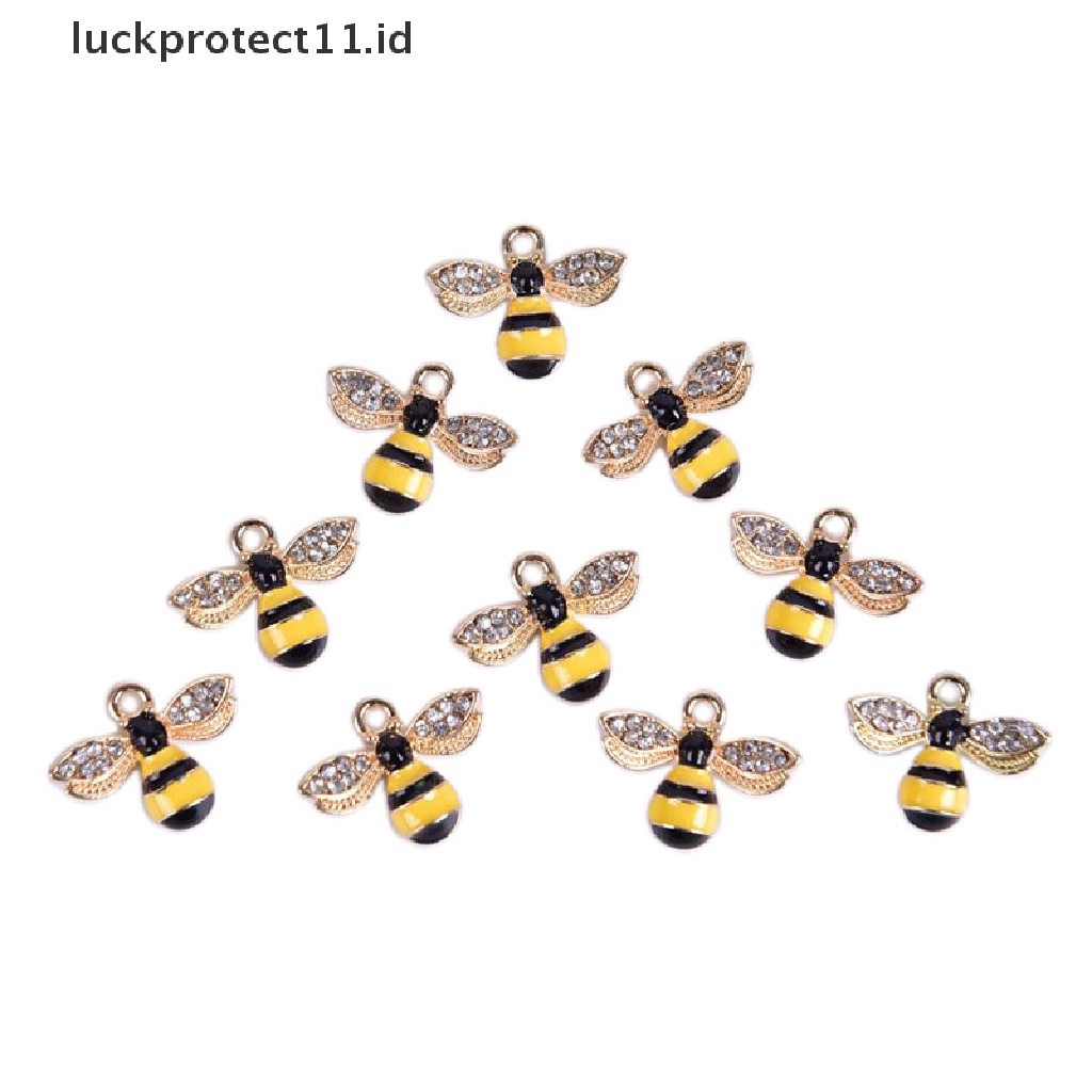 10pcs / Set Liontin Enamel Kristal Honeybee Ch Untuk Membuat Perhiasan