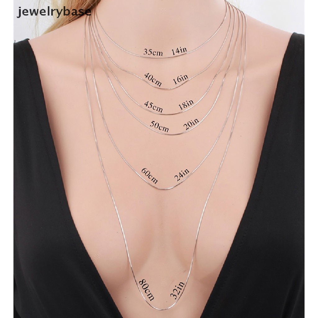 Kalung Choker Rantai Ular Panjang 16-28 Inch 1mm Warna Silver Ukuran 40-80cm