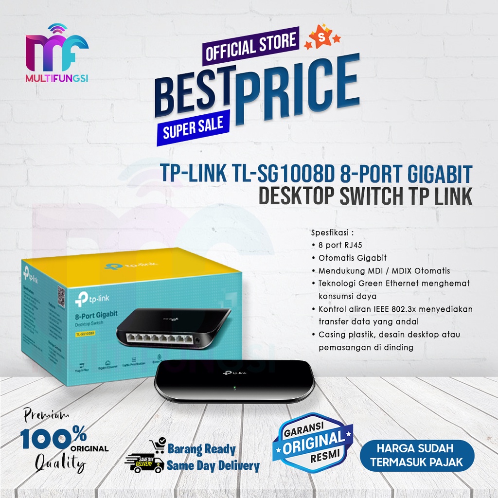 TP-LINK TL-SG1008D 8-Port Gigabit Desktop Switch TPLINK Garansi Resmi