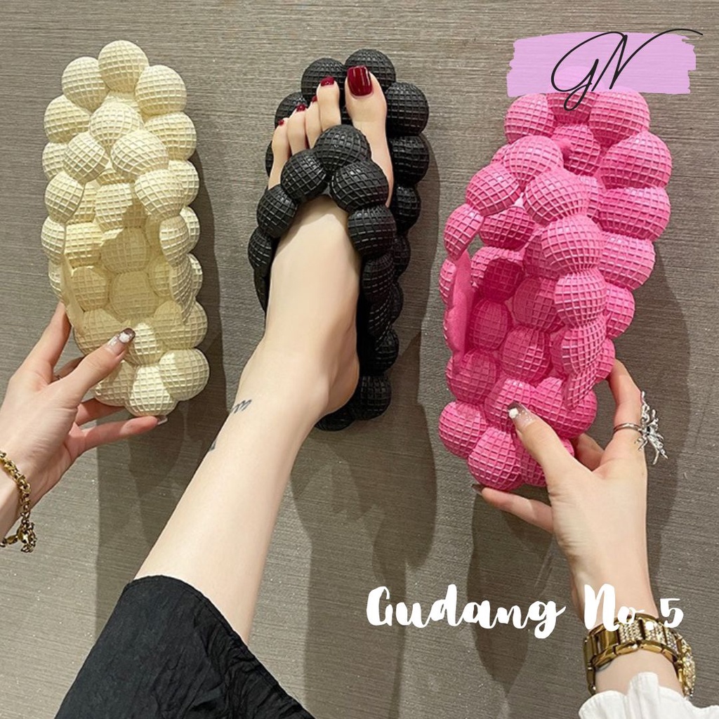 GN-2032 Sandal Jepit Jelly Wanita Model Bubble Ball Import PCU