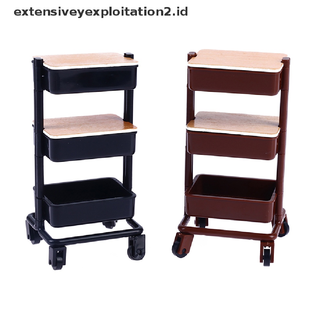 Mainan Miniatur Trolley Makan Dengan Roda Untuk Dekorasi Rumah Boneka 1: 12