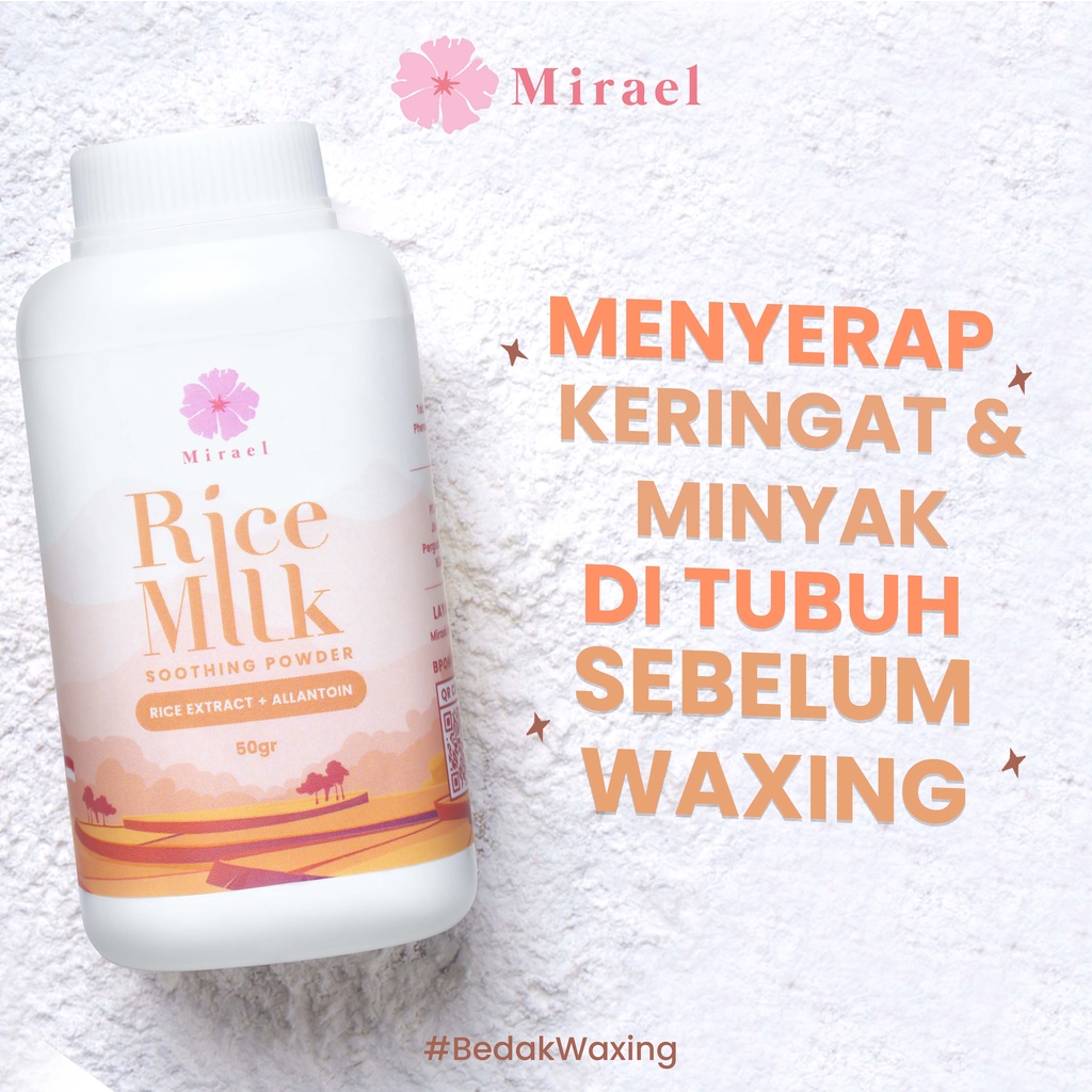 ★ BB ★ MIRAEL Soothing Rice Milk Waxing Powder 50gr - Mirael Spatula Kayu