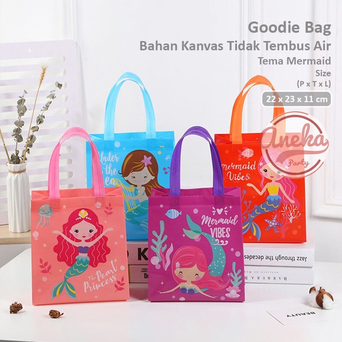 Tas Souvenir Ulang Tahun mermaid / Goodie Bag / tas ultah karakter / Tas Ulang Tahun size S