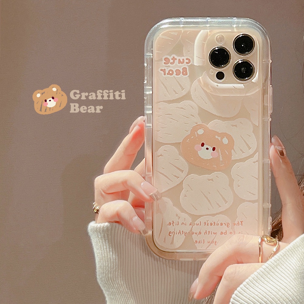 Soft Case Pelindung Handphone Motif Kartun Beruang Transparan Untuk Iphone 11 12 13 14 PLUS PRO MAX