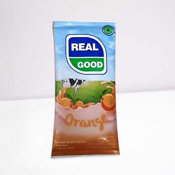 Susu Bantal UHT Real Good 50ml (1 pcs) Rasa Orange real goods enak