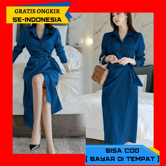 Dress Wanita Baju Dress Wanita Trandy Terbaru 2022 Model Kekinian Dress Lengan Pendek Anggun Dress M