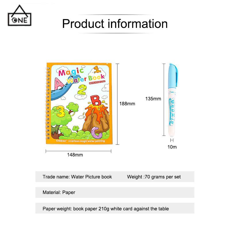 COD❤️Buku Lukisan Air Bahasa Asing Versi Bahasa Inggris Buku Ajaib Papan Gambar Anak yang Dapat Digunakan Kembali-A.one