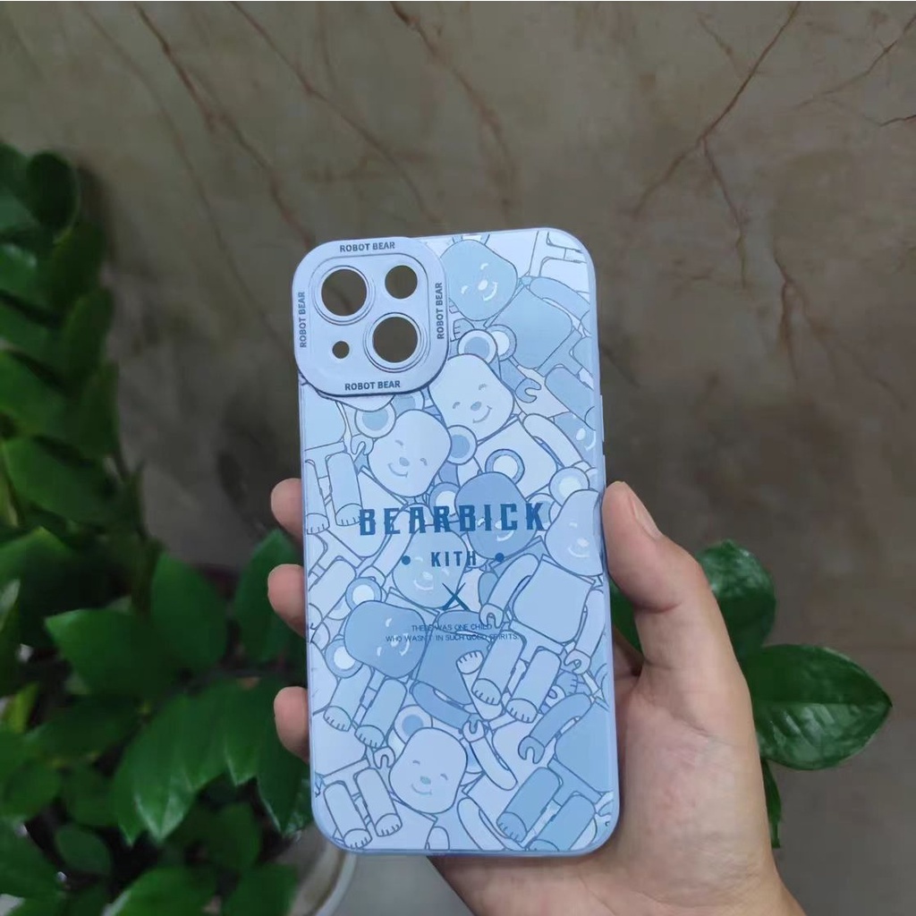 Ins Casing iPhone 14 14pro 14Plus 14prm 13 13pro 13prm 11 7Plus 8Plus Xr XS 12pro Max Motif Beruang Hijau Biru