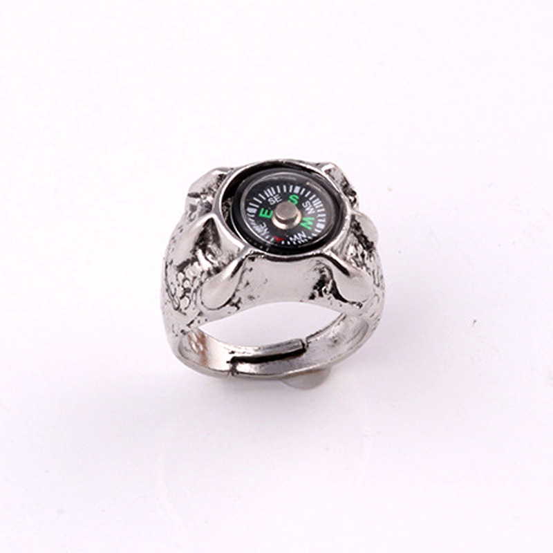 Cincin Desain Kompas Cakar Naga Bahan Titanium Steel Gaya Retro Untuk Pria