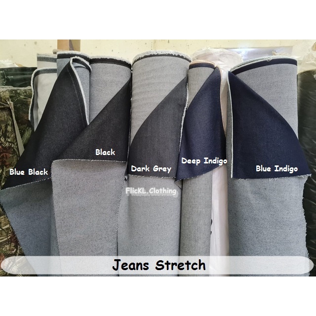 Bahan Kain Jeans Stretch Denim Melar Jeans Melar Raw Mentah Kaku Stretch Melar