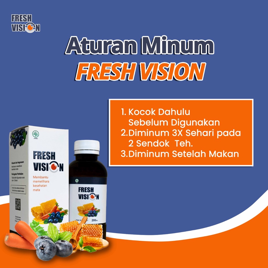 Madu Fresh Vision - Nutrisi Madu Atasi Masalah Mata Tegang Kering Kemerahan Gatal Minus Mines Silinder Cegah Katarak Glukoma Rabun Penglihatan Buram Kabur Isi 200ml