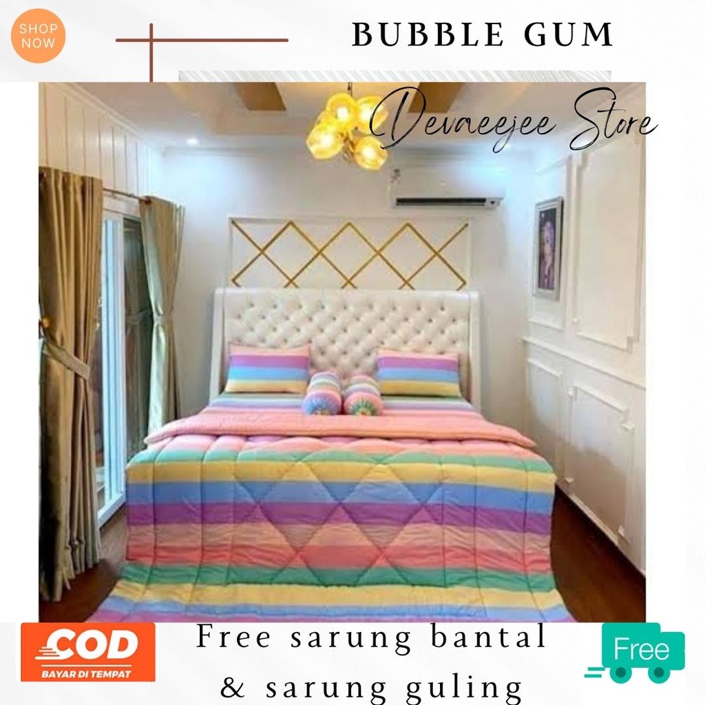 SPREI ESTETIK / AESTHETIC MOTIF BUBBLE GUM TREND NO.1 [180X200] NO.2 [160X200] 2 SARUNG BANTAL 2 SARUNG GULING