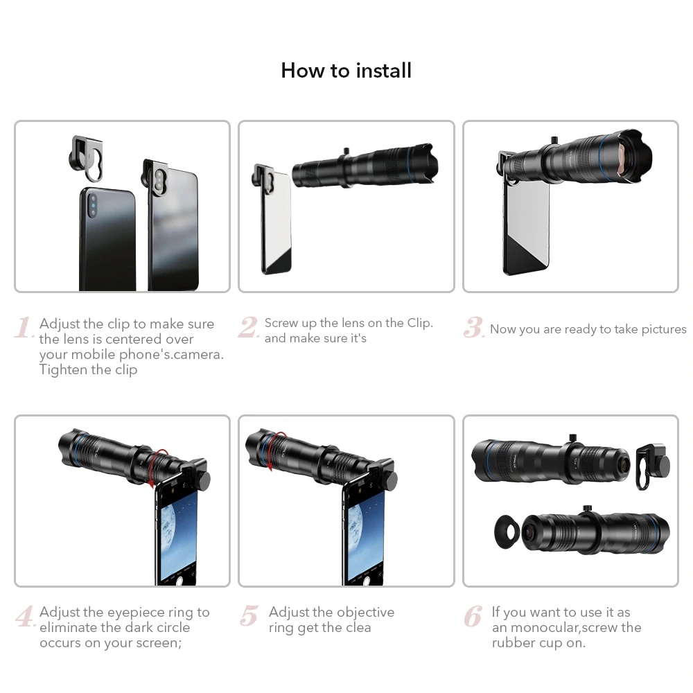 APEXEL Lensa Smartphone Telephoto Lens 60X Tripod Remote - APL-JS60XJJ09 - Black