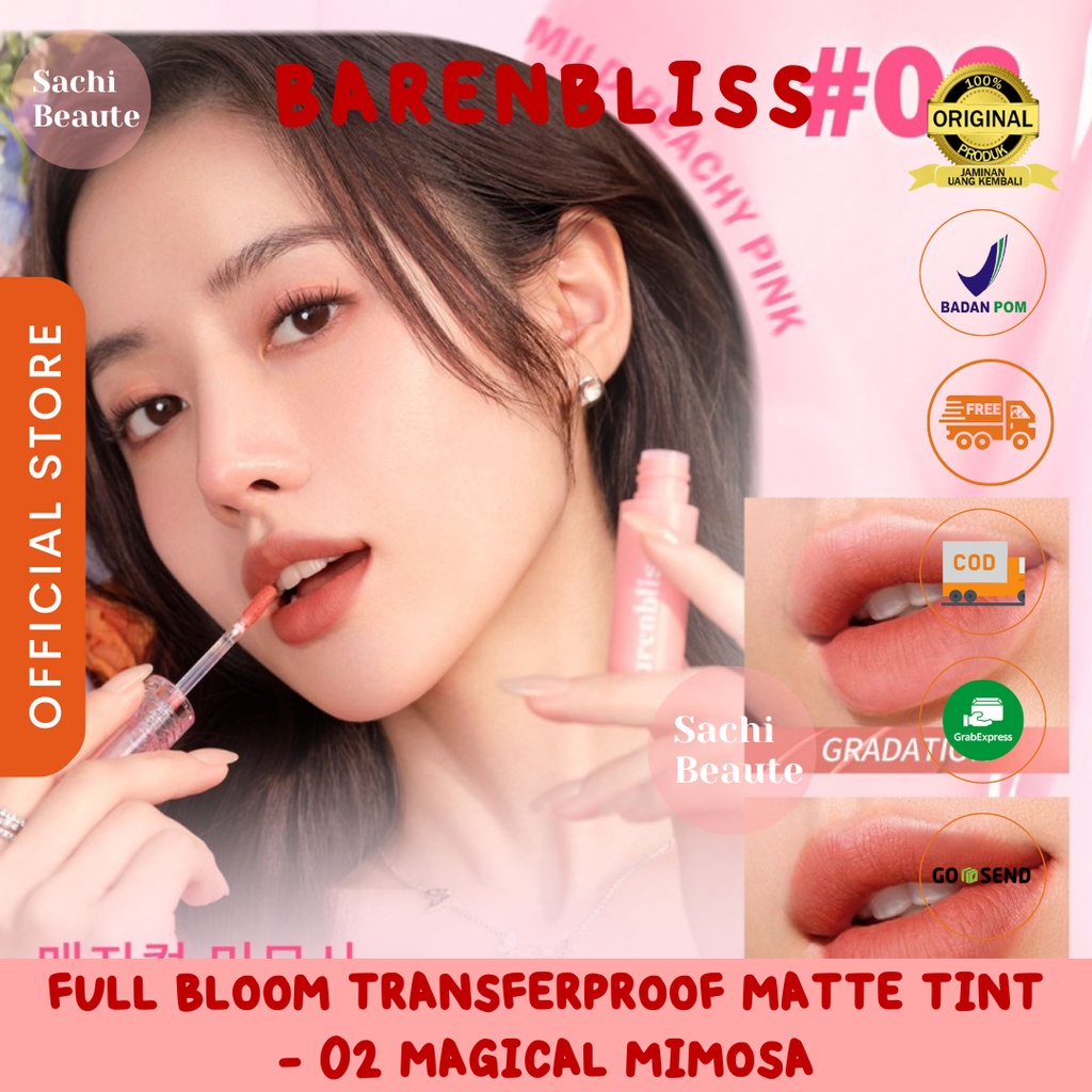 BNB barenbliss Korean Bloomatte Full Bloom Transferproof Matte Tint LONGLAST 12H Transproof Tahan Lama - 02 Magical Mimosa