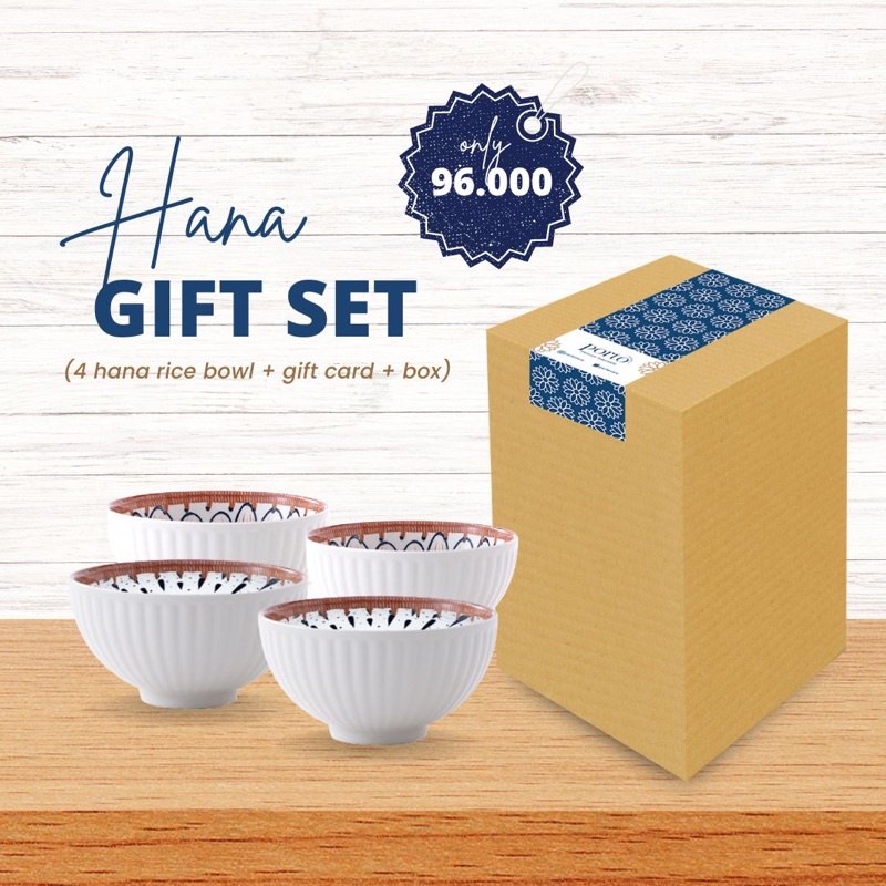 Jual PORTOWARE HANA GIFT SET / Satuan Rice Bowl Mangkuk Nasi Jepang