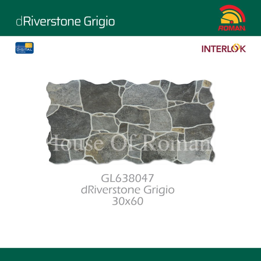 ROMAN INTERLOK DRIVERSTONE GRIGIO 30X60 GL638047(ROMAN HOUSE OF ROMAN)
