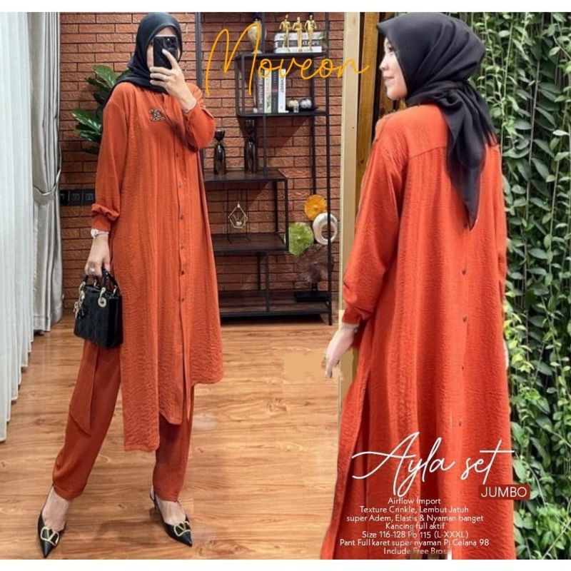 SETELAN TUNIK AIR FLOW || AYLA SET JUMBO
