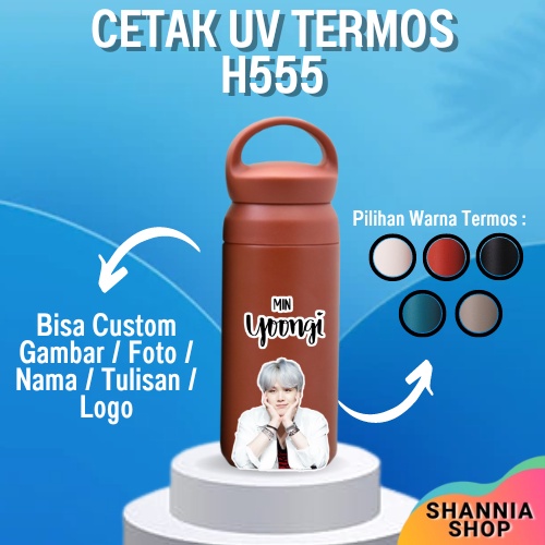 CUSTOM [ NAMA / LOGO ] H555 Termos Travel Tumbler Stainless Steel 350ml  /  LASER GRAFIR / UV PRINT / PROMOSI SOUVENIR HAMPERS