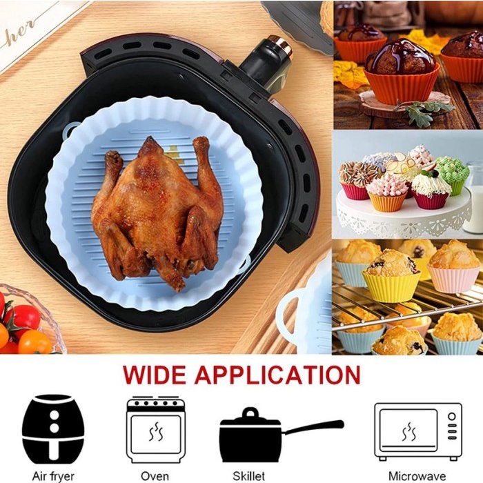 Air Fryer Silicone Pot Model Bulat Round Oven Food Grade Tahan Panas