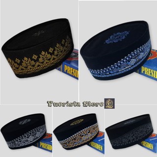 Peci Songkok Kopiah Hitam Motif BATIK BIRU Tinggi 9cm - Songkok Anak Laki Laki SHOLAT Bisa COD
