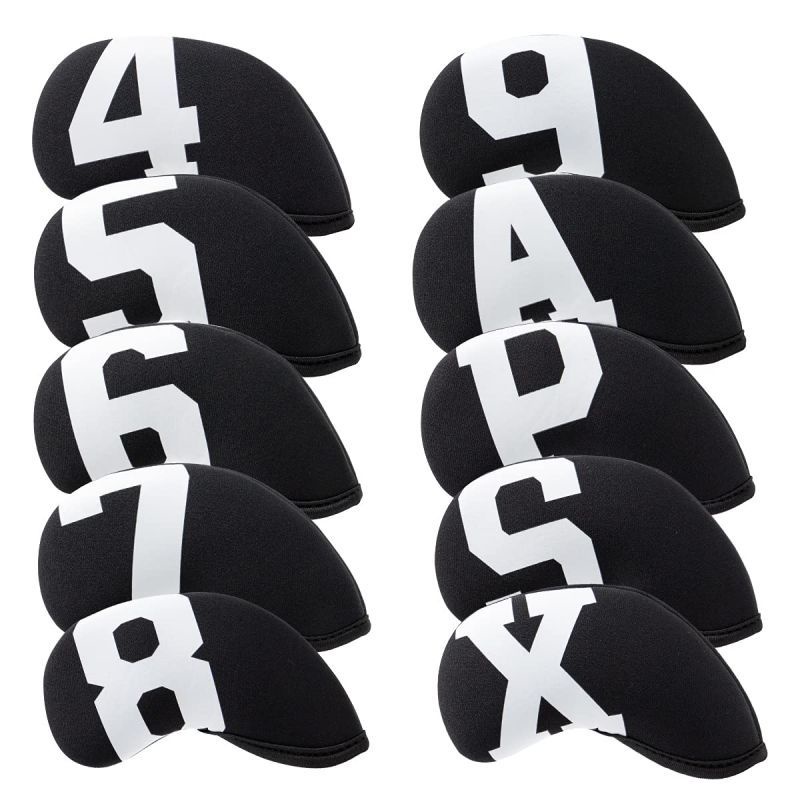 10pcs Golf Iron Cover/Golf Sarung Set/Golf Putter Golf Iron Cover/Pelindung Sarung Kepala Tongkat Golf