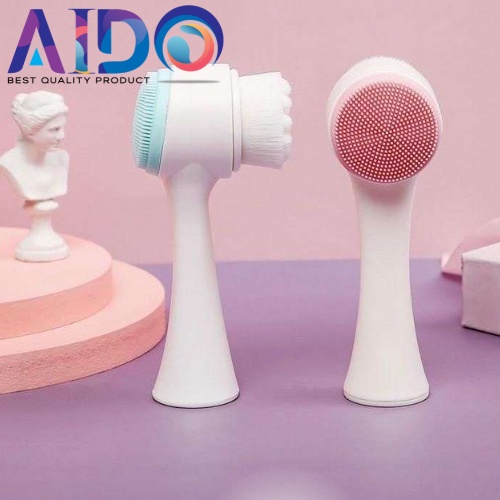 Facial Cleansing Brush 2 in 1 Alat pembersih wajah Bahan Silikon Lembut- Alat cuci muka MANUAL 10035