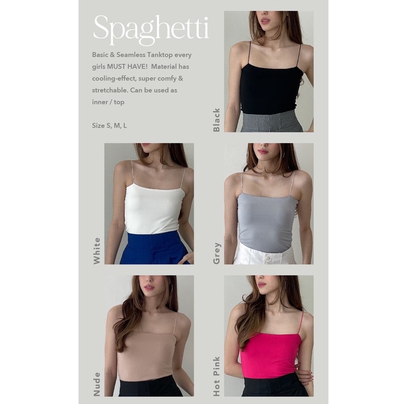 Spaghetti Strap Tanktop | Basic Tanktop Camisole | Atasan Wanita Kemben Setali | Kaos Premium Murah Berkualitas