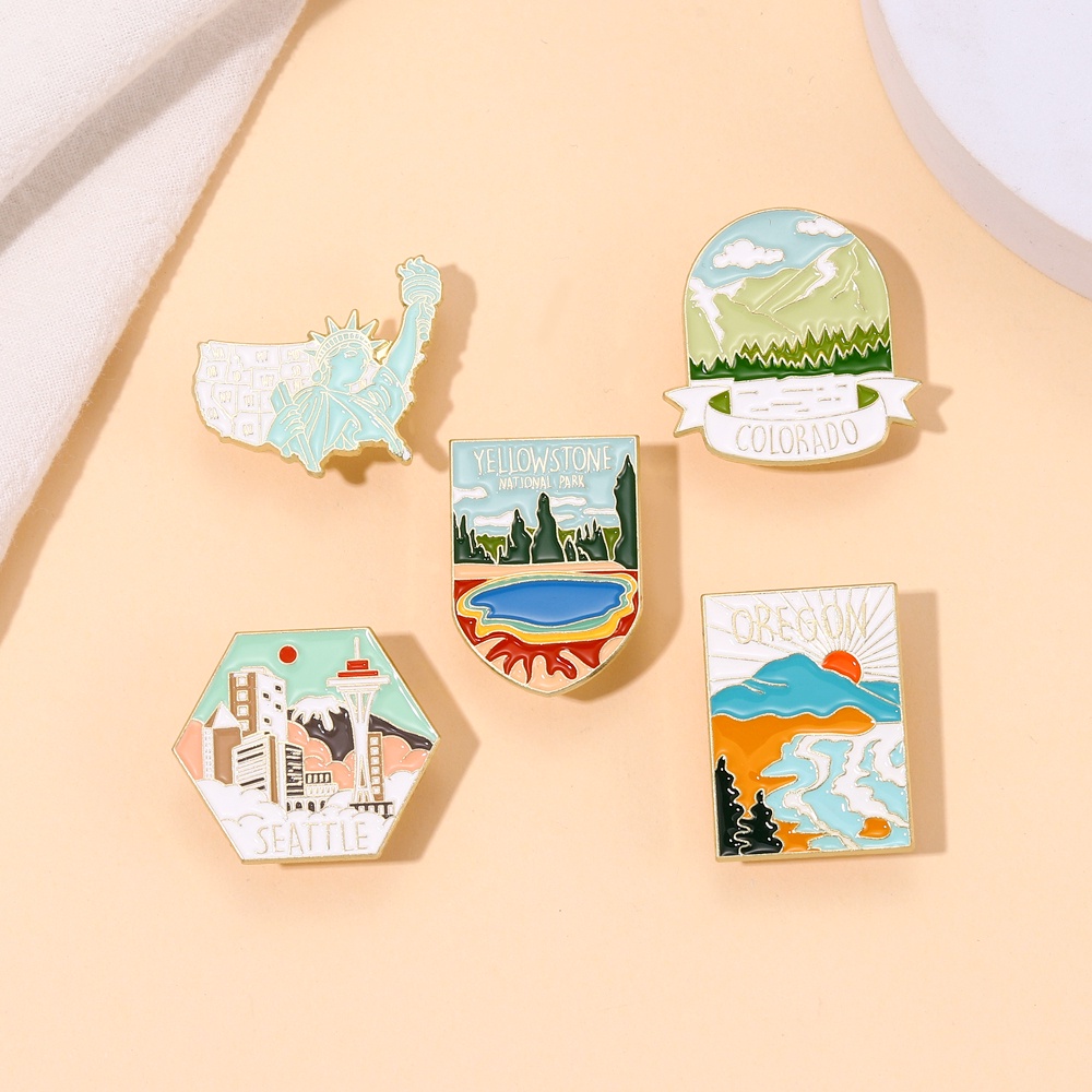 Bros Pin Enamel Desain Kartun Sungai Gunung Untuk Anak