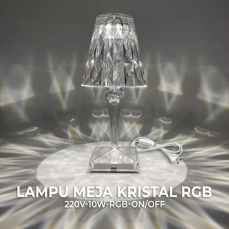 Horici Lighting 220V 10W-Rgb Dan 220V 10W-Put+Kun+Ww+On/Off Lampu Meja Berlian Crystal Led Tidur Led Hias Berlian Crystal