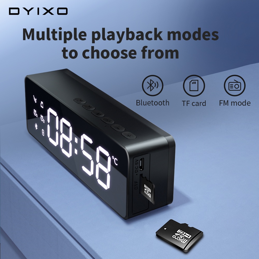 【COD】 DYIXO Speaker Bluetooth Nirkabel dengan Tampilan LED Super Volume Stereo Jam Alarm Speaker Portabel