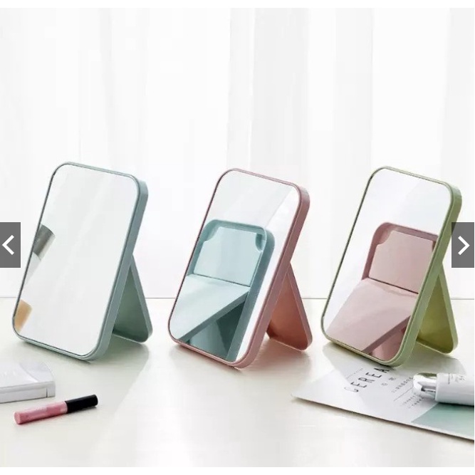 Cermin Lipat Persegi Portable / Standing Beauty Mirror Kaca Duduk Untuk Rias Makeup Wajah / Foldable Vanity Mirror Cermin Meja