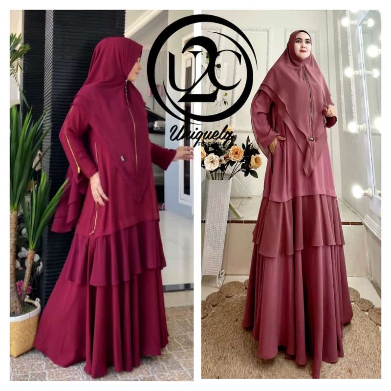 PREMIUM HANNA ZIPPER BY BUTIK U2C GAMIS SYARI ORI ELEGAN