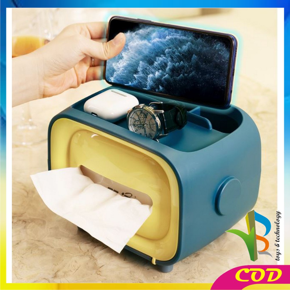 RB-C417 Kotak Tisu Serbaguna Bentuk TV Tempat Tisu Smartphone Holder / Tissue Box Multifungsi / Storage Box Organizer Phone Holder