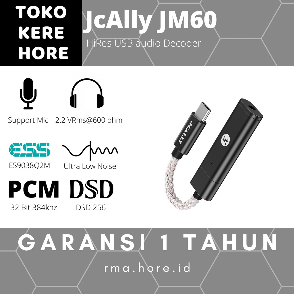 JCALLY JM60 ES9038Q2M HiRes Audio Dongle AMP 32 bit 384Khz DSD256