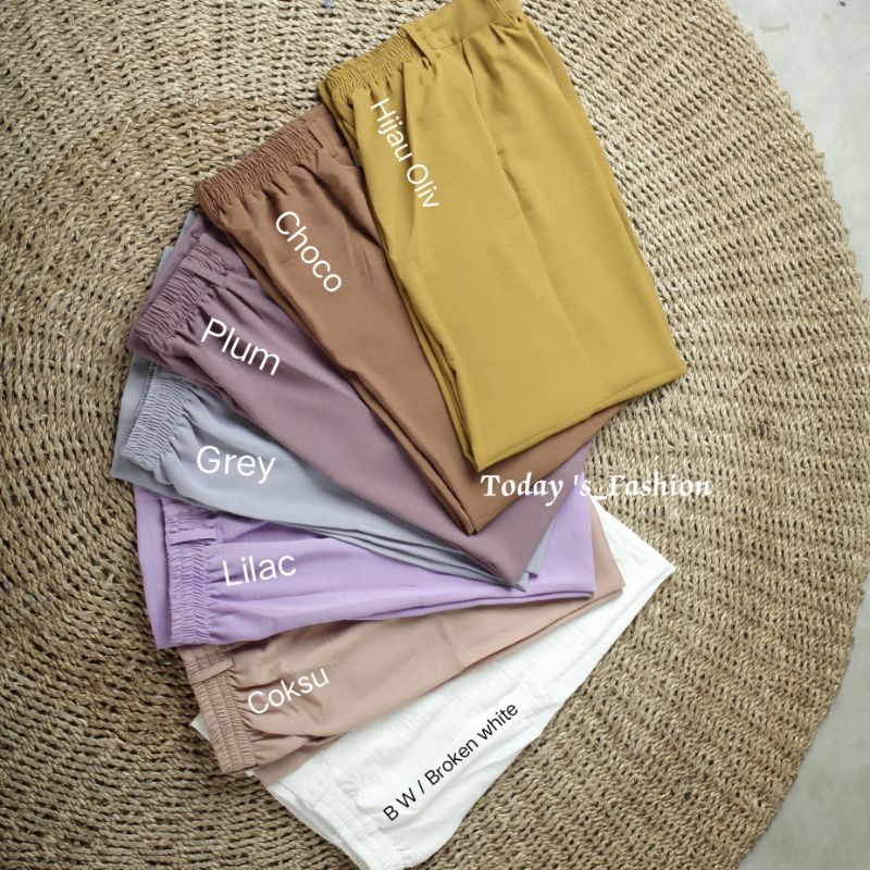 Premium Celana Kulot Crinkle Highwaist Wanita Loose Cullote Pants Panjang Celana Kerja Kantor
