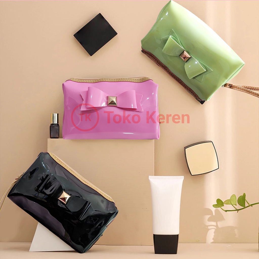 Pouch Tas Kosmetik Travel PVC Beau Papillon Cosmetic bag organizer pouch mika tebal impor