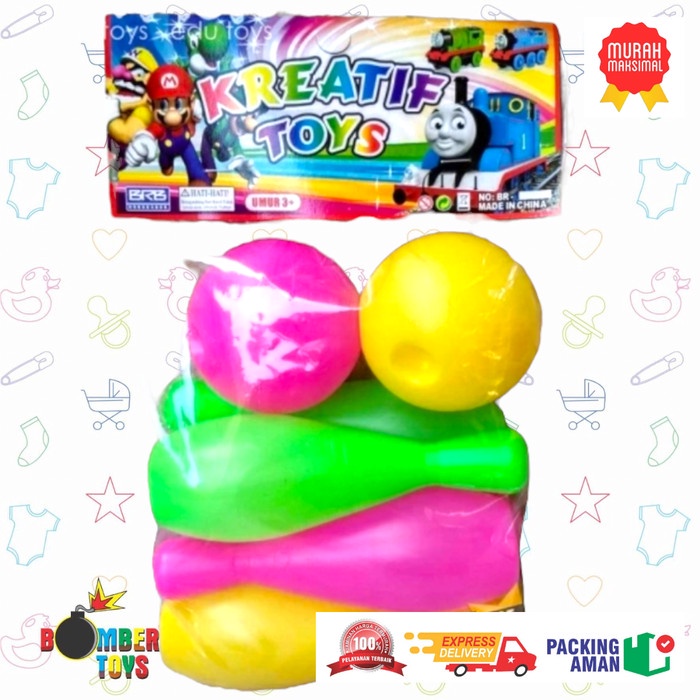 Mainan Bola Bowling Anak TERMURAH isi 6 pcs warna cerah edukasi kreatif MURAH BR-551