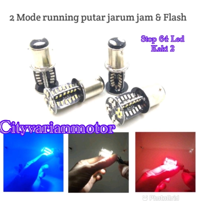 Bohlam Lampu Stop Rem 64 LED Putar Universal Motor Mobil 12Volt Kaki 2