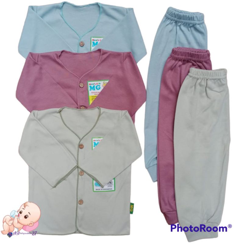 Mom's Gift Setelan Baju Bayi Lengan Panjang Polos Dasar Warna Usia Newborn SNI Nyaman Murah Berkualitas