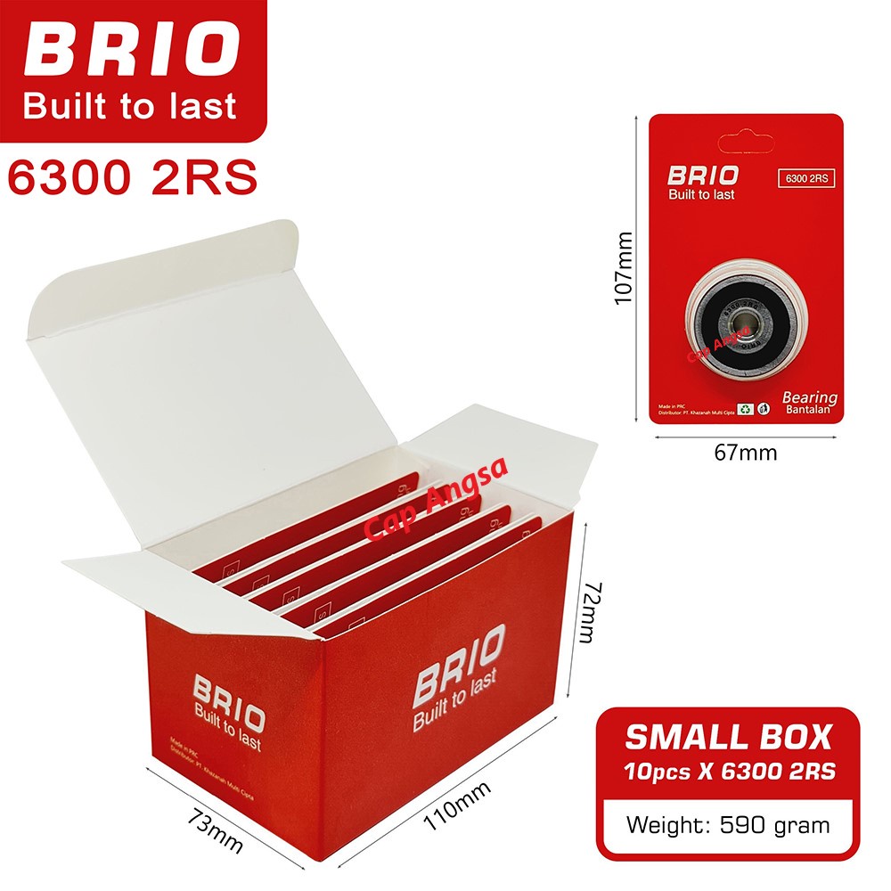 BRIO BEARING 6300 2RS 10 pc KLAHER LAHER BERING KLAHAR LAHAR BANTALAN BOLA RODA DEPAN BELAKANG GEAR