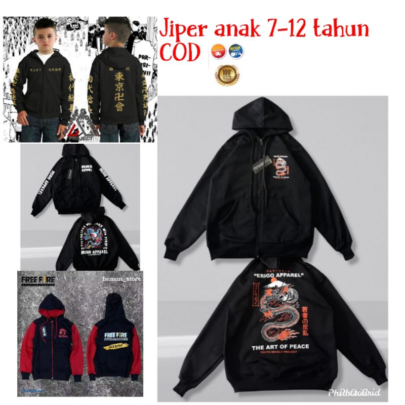 Jaket anak erigo resleting terbaru untuk usia 7-12 tahun jiper anak hoodie anak tanggung weater anak